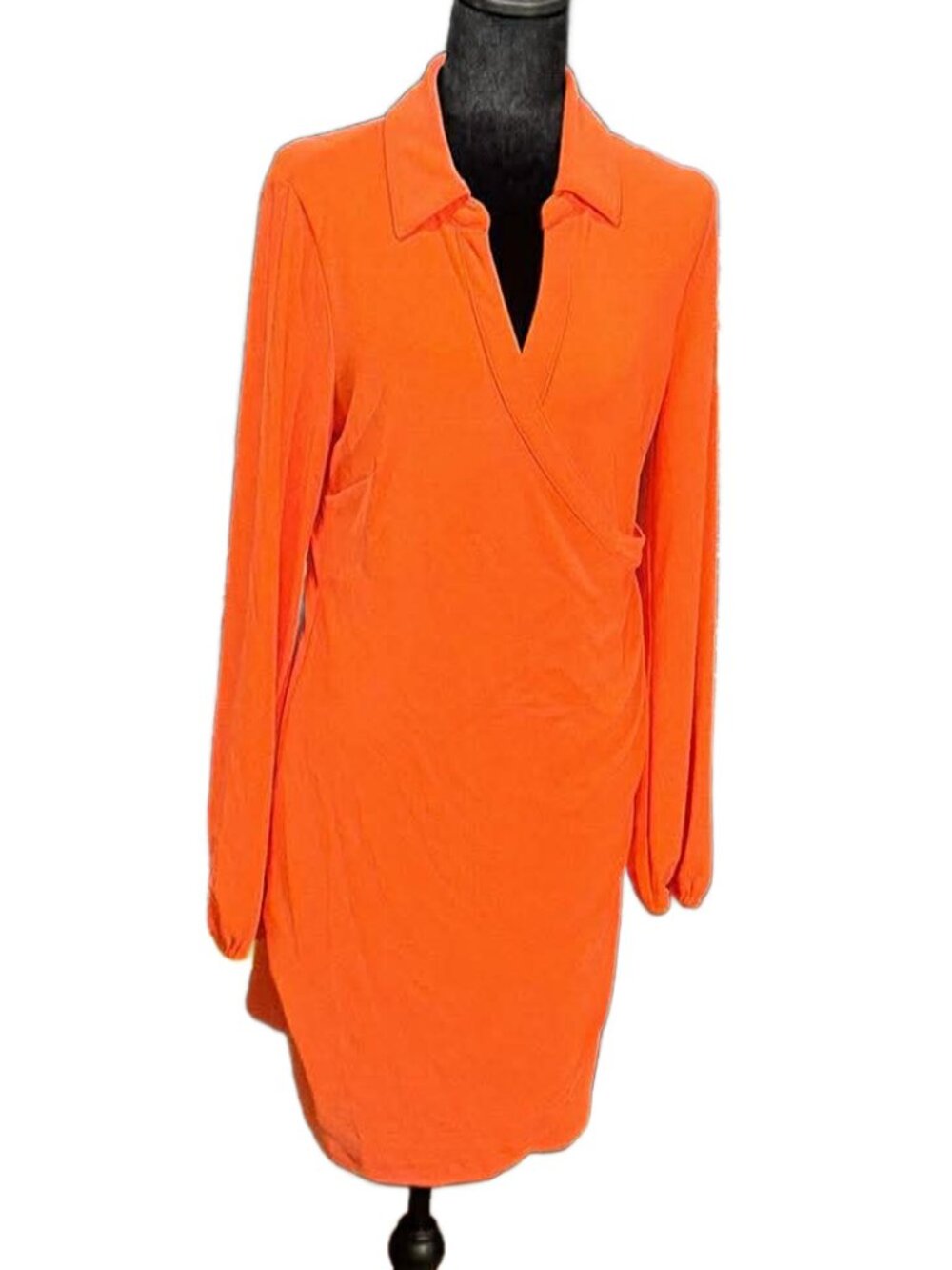 Boston Proper Collared Faux Wrap Midi Dress - Picture 2 of 5